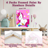 4 Pack Cartoon Paint by Number for Kids with Wooden Frame, Cartoon Paint by Numbers for Kids Ages 4-8-12, Easy Painting with Numbers DIY Acrylic Oil Painting Kits for Home Wall Decor (8X8 inch) xackcme