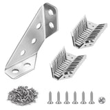 PlusRoc 12-Pack Universal Stainless Steel Furniture Corner Connectors with Screws - Heavy Duty Triangular Support Brackets for Wood Furniture, Drawers, Cabinets, Tables, and Chairs PlusRoc