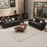 YOUDENOVA 2 Piece Set Comfy Sofa Couch, 3 Seater & Loveseat Sofa with Deep Seats, Modern Sleeper Couch for Living Room, Dark Grey Chenille YOUDENOVA