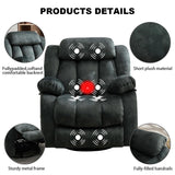 INZOY Massage Swivel Rocker Recliner with Heat and Vibration, Manual Rocking Recliner Chair with Vibrating Massage, Comfy Padded Overstuffed Soft Fabric Heated Recliner, Grayish Green INZOY