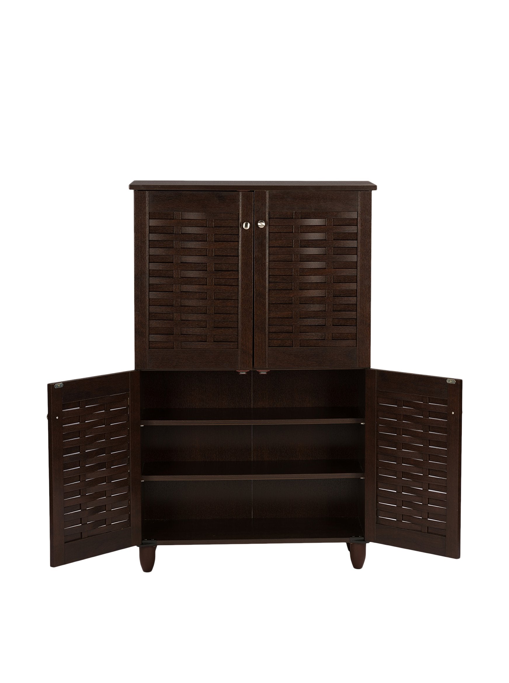 Wholesale Interiors Baxton Studio Winda Modern and Contemporary 4-Door Dark Brown Wooden Entryway Shoes Storage Cabinet - WoodArtSupply