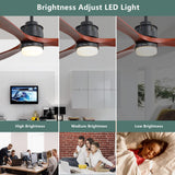 Sofucor 60" Delta-Wing Modern Outdoor Ceiling Fan, with Light LED Remote Solid Wood Oil Rubbed Bronze, for Living Room Kitchen Bedroom Family Dining Noiseless Sofucor