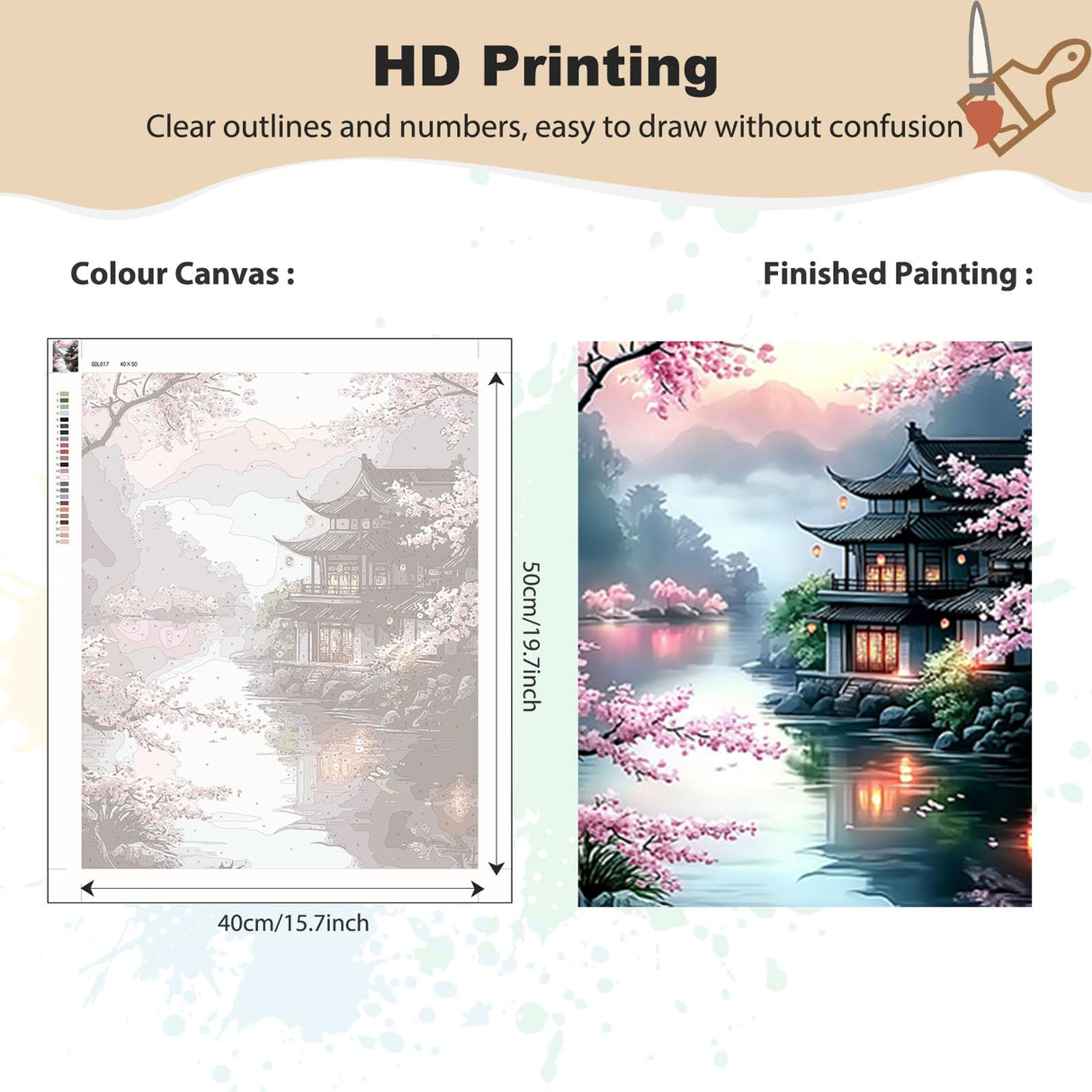 EOBROMD Paint by Numbers Kits for Adults Landscape, DIY Acrylic Paint by Number on Canvas, Painting Kits Adults Oil Paint by Numbers for Home Decor 16x20inch(Without Frame) EOBROMD