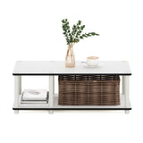 Furinno Just No Tools Mid TV Stand, White w/White Tube Furinno