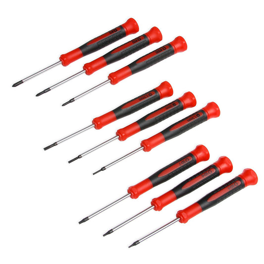 EFFICERE 9-Piece Precision Screwdriver Set | Phillips #0, #00, #000 | Flat 1.5mm, 2.0mm, 2.5mm | Torx T5, T6, T7 | Durable Chrome Vanadium Steel Shaft, Magnetic Tip, Ergonomic Grip, and Swivel End Cap