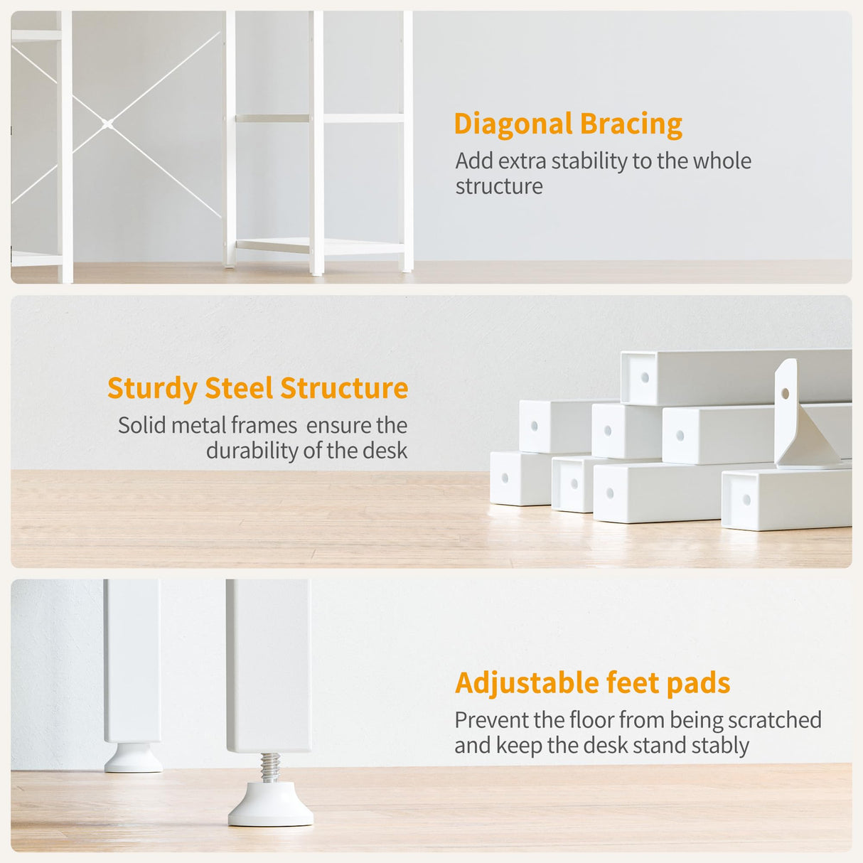 CubiCubi Computer Desk with Keyboard Tray, 47 Inch Office Desk with Monitor Stand and Storage Shelves, Music Studio Desk, Work Table Gaming Desk, White CubiCubi