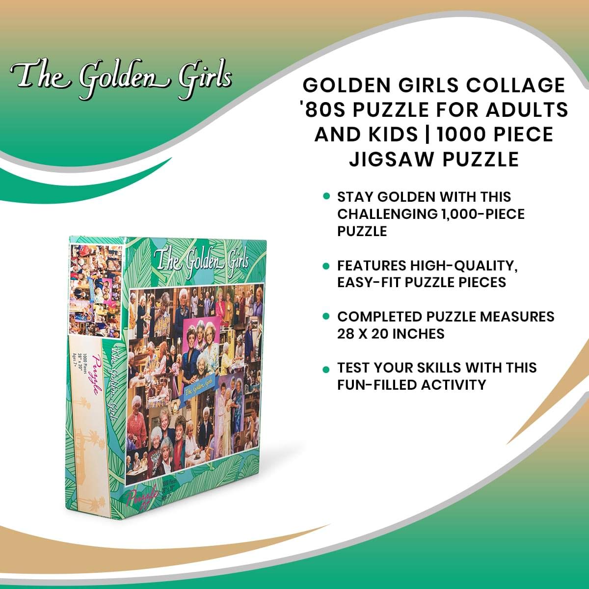 The Golden Girls Collage '80s Puzzle for Adults and Kids | 1000 Piece Jigsaw Puzzle Toy | Fun Interactive Brain Teaser for Family Game Night | 28 x 20 Inches Toynk