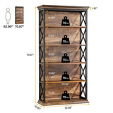 Tribesigns 6-Tier Industrial Bookshelf – 71 Inch Tall Bookcase with X Pattern Accents in Brown and Black Tribesigns