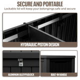 KFY Deck box,180 gallon indoor and outdoor storage box, Waterproof and sun-resistant resin material box, suitable for swimming pools, outdoor patios, garages（black） KFY