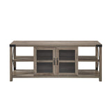 Walker Edison Modern Farmhouse Metal X Wood TV Stand Storage Cabinet for TV's up to 64" Flat Screen Universal TV Console Living Room Storage Shelves Entertainment Center, 60 Inch, Grey Walker Edison