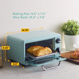 Elite Gourmet by Maximatic Americana Collection ETO147M Diner 50’s Retro Countertop Toaster oven, Bake, Toast, Fits 8” Pizza, Temperature Control & Adjustable 60-Minute Timer 1000W, 2 Slice, Mint Elite Gourmet