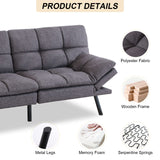 Opoiar Futon Couch,Convertible Futon Sofa Bed,Memory Foam Sleeper Sofa,Adjustable Modern Loveseat,Futon Sets, Sofa Bed for Compact Living Room,Apartment,Office,Grey Opoiar