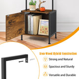 Vrisa 4 Tier Ladder Bookshelf with Drawers Wall Mounted Storage Shelves Wooden Ladder Shelf with Cabinet Display Bookcase for Living Room Bedroom Home Office Kitchen Brown Vrisa
