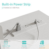 Lufeiya 39 inch White Computer Desk with Power Outlet, 40 inch Teen Study Table Home Office Work Writing Desks with Charging Station Outlets Built in, White Lufeiya