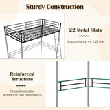 Giantex Twin Size Loft Bed, Metal Loft Bed Frame with Ladder & Safety Guardrail, Space-Saving with Ample Space Underneath, for Teens Junior and Adults, No Box Spring Need, Black Giantex