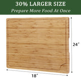 24 x 18 Bamboo Cutting Board, Large Kitchen Chopping Board for Meat, Butcher Block Cutting Board, Carving Board with Handle and Juice Groove for GAOMON