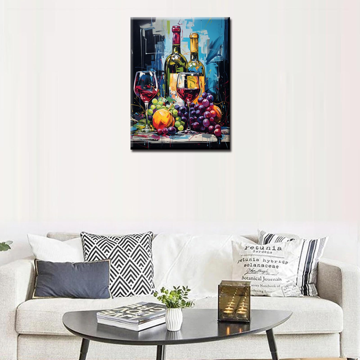 Red Wine Diamond Painting Graffitic Wine Bottle Artwork Fruit Grape Wall Art for,Adult 5D DIY Full Drill Crystal Alcohol Drink Pictures Diamond Art for Adult Bedroom Home Decor(16''Wx 12''H) TUMOVO