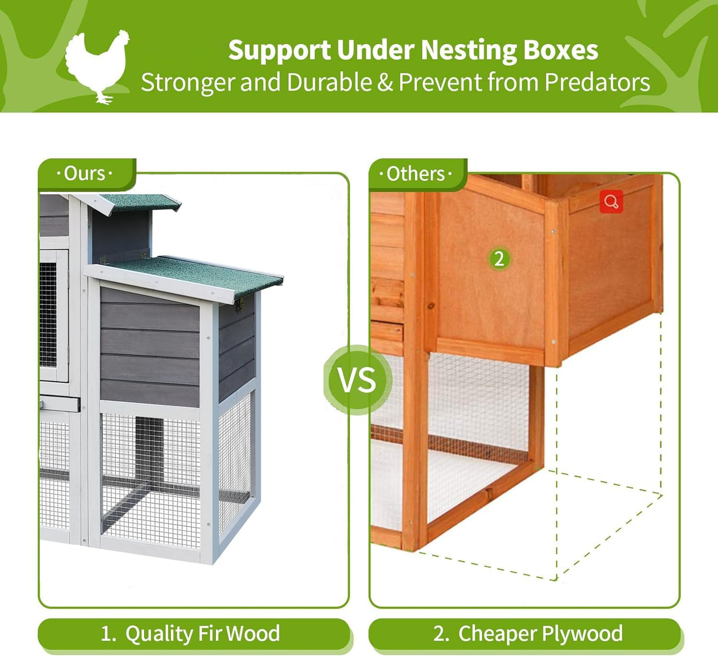 RUNVA 122" Large Chicken Coop with Nest Box and Removable Tray, Hen House for 2-6 Chickens, Outdoor Weatherproof Small Animal Cages