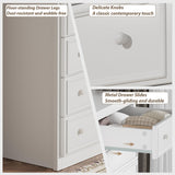 KSOBEBVT 5 Drawer Dresser, Tall Wooden Chest of Drawers for Bedroom, Closet Storage Cabinet and Organizer Drawers for Living Room Hallway Entryway, 15.7" D x 31.5" W x 45.7" H (White) KSOBEBVT