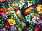 Hummingbird Diamond Art Paintings Flowers 5D Diamond Painting Kits for Adults Beginners DIY Stained Glass Diamond Art Kits Full Drill Gem Art Crafts for Adults Bird Wall Art Decor Gift 16x12 Inch PINFFSHU