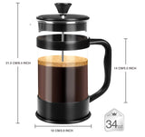 Utopia Kitchen 34 Ounce 1 Liter French Press Coffee Maker, Tea Maker, Travel Coffee Presses, Heat Resistant Thickened Borosilicate Coffee Pot for Camping Travel Gifts, Black Pack of 1 Utopia Kitchen