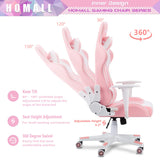 Homall Gaming Chair, Office Chair High Back Computer Chair Leather Desk Chair Racing Executive Ergonomic Adjustable Swivel Task Chair with Headrest and Lumbar Support (Pink) Homall