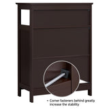 Yaheetech Espresso Bathroom Floor Storage Cabinet with Adjustable Shelf and 2 Doors Yaheetech
