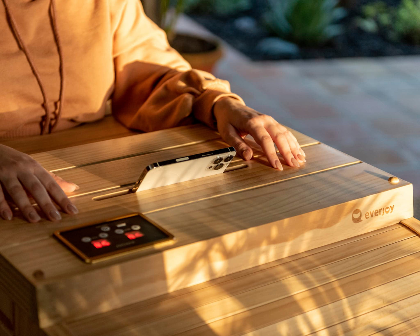 EVERJOY KN-103 Low EMF FAR Infrared Wood Sauna for 1 Person, Long Lasting Radiate Pine Wood from New Zealand, Safe Heating Method with Ceramic Balls, Easy Temperature Control, PLI, Personal Home Spa