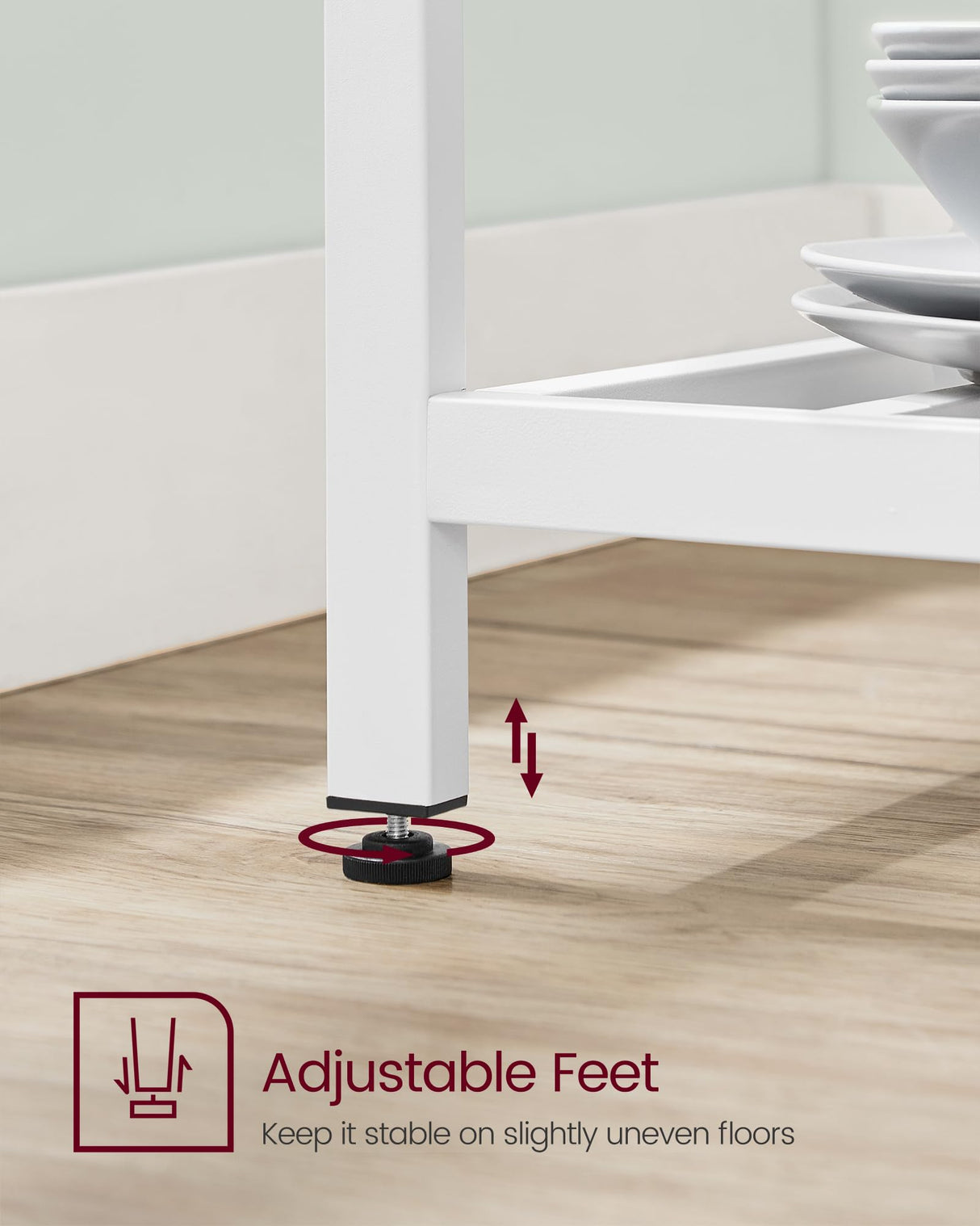 VASAGLE 39.4-Inch Kitchen Island with 3 Shelves, Large Worktop, and Stable Steel Structure in Oak and White VASAGLE