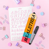 Zonon 8 Pieces Personalized Pencil Name Plate Blank Wooden Desk Sign with Marker Pen and English Letter Template Teacher Appreciation Presents for Classroom School Wood Decor Christmas Party Supplies Zonon