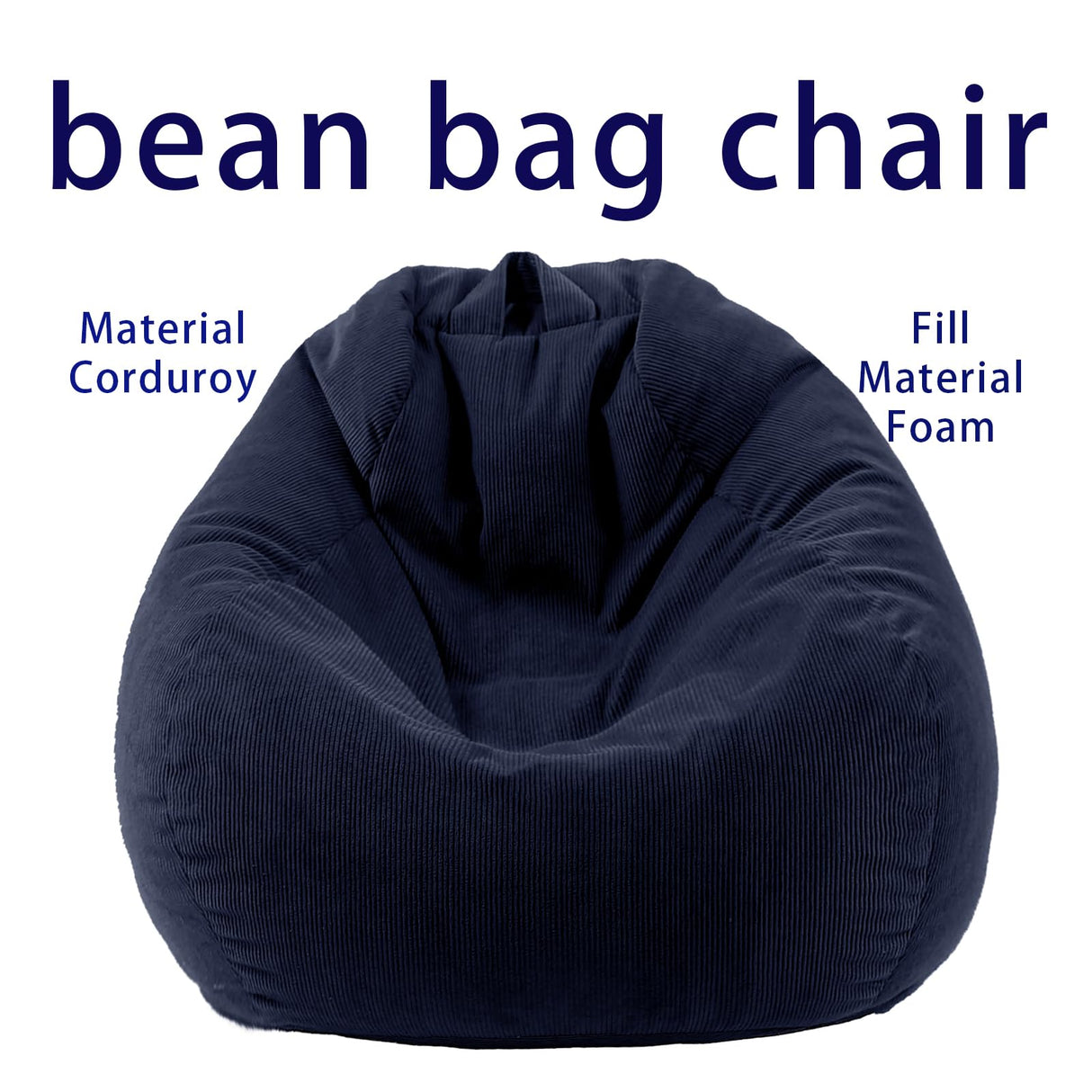 Gurxien Bean Bag Chairs with Corduroy Cover Removable, 3 Ft Large Memory Foam Bean Bag Chairs for Kidswith Filling,Round Fluffy Sofa Chair for Living Room Bedroom Gurxien
