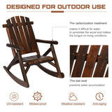 HOMEDIARY Wooden Adirondack Rocking Chair, Patio Log Rocker Outdoor Lounge Chair with Slatted Wooden Design, High Fanned Back & Classic Rustic Style for Garden Patio Backyard Porch, Carbonized HOMEDIARY