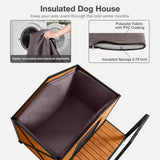 MEDEHOO Outdoor Weatherproof Dog House with Insulated - Large All-Around Iron Frame - Fir Wood Construction - Ideal for All Dog Breeds (Medium) MEDEHOO