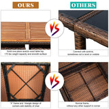 Tangkula 9 Pieces Acacia Wood Patio Dining Set, Space Saving Wicker Chairs and Wood Table with Umbrella Hole Outdoor Furniture Set, Suitable for Garden, Yard, Poolside, Outdoor Seating Set Tangkula