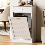 OUTGUAVA 13 Gallon Tilt Out Trash Cabinet Kitchen Waste Bins,50 Quart Laundry Hamper Tilt Out Pet Proof Hidden Trash Bin for Kitchen Living Room,White OUTGUAVA