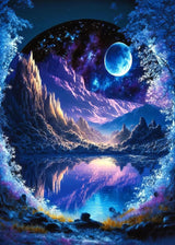 KINPLUB 5D Diamond Painting Kits for Adults, Blue Moon Landscape Diamond Art Kits for Beginners, DIY Full Round Drill Dream Night Paint with Diamond Pictures Gem Art, Home Wall Decor 12 x 16 Inch KINPLUB