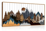 CHDITB Framed Wood Mountain Wall Art, 20"x40" Large Country Woodcut Style Wall Decor, Rustic Forest Nature Wall Painting, Modern Canvas Art Prints for Living Room, Bedroom, Farmhouse, Office CHDITB