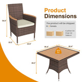 Wisteria Lane Patio Dining Sets for 8, All Weather Rattan Outdoor Table and Chairs with Acacia Wood Tabletop, Patio Dining Furniture with Removable Cushions for Deck Garden, Backyard, Brown Wisteria Lane