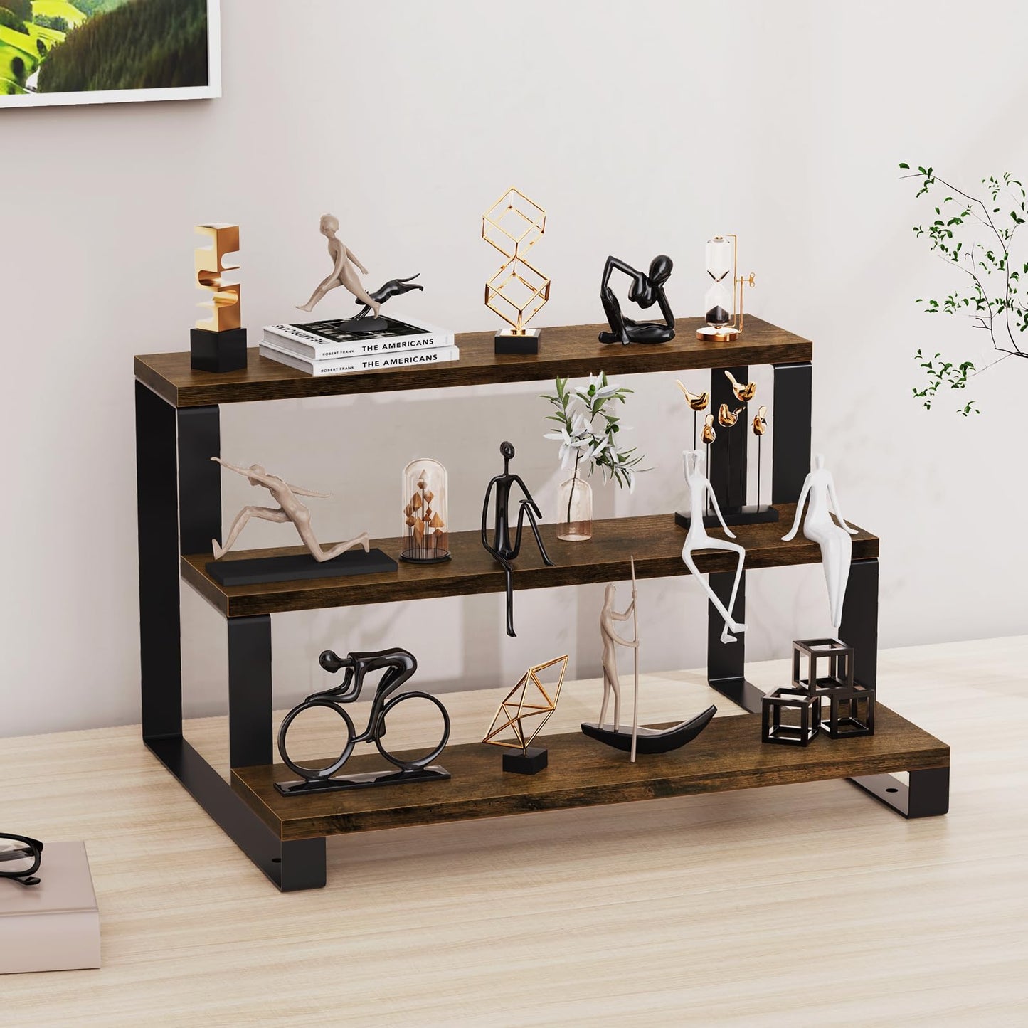 Wooden Display Riser Stand, 3 Tier Display Risers Cabinet Organizer, Widened Display Rack Shelf Kitchen Counter Shelf Perfume Organizer Stand for Party, Makeup, Figure, Dolls Collection, Cond - WoodArtSupply