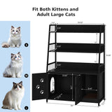Recaceik Cat Litter Box Enclosure with Shelf Storage, Hidden Cat Washroom Furniture, Large Wood Cat Litter Box Furniture Hidden with Storage and Scratch, Fit Most of Litter Box, Black Recaceik
