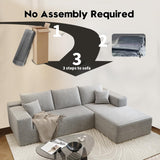 107.5" Cloud Sectional Couch with L-Shape Chaise,Modern Modular Sofa with Deep Seat, Upholstered Couches for Living Room Bedroom Apartments,No Assembly Required, (Grey,Right Facing Chaise) Astronovo