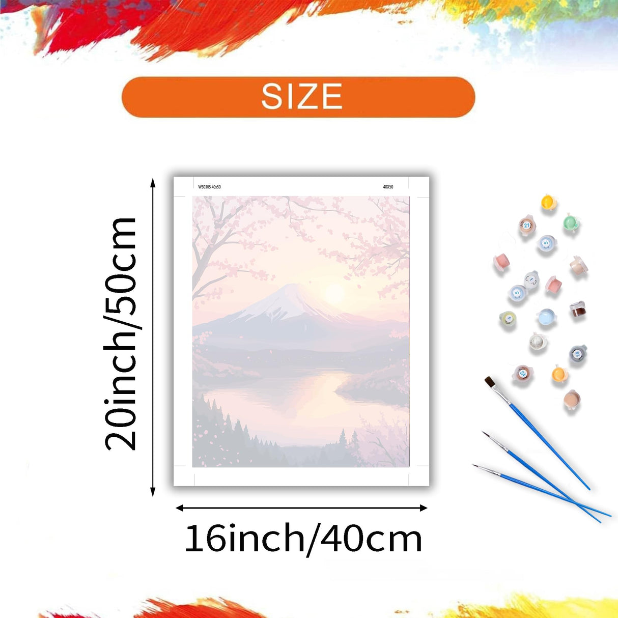 ARNLRDYA Mount Fuji Paint by Number Kits for Adults Beginner, Cherry Blossoms Paint by Numbers, Floral Sunset Acrylic Painting for Gift Home Decor(16×20inch, Unframe) ARNLRDYA