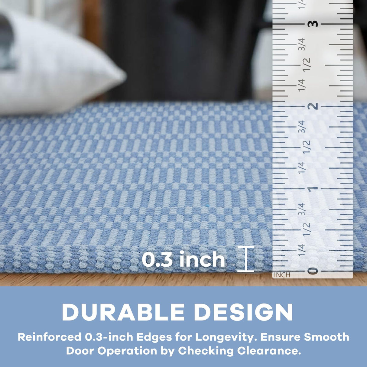 KOZYFLY Washable Runner Rug 2x6 Ft Runners for Hallways Kitchen Runners with Rubber Backing Braided Cotton Entryway Runner Indoor, Carpet Runners for Hallway Kitchen Entryway Bedroom, Blue KOZYFLY