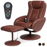 Best Choice Products Faux Leather Electric Massage Recliner w/Stool Footrest Ottoman, Remote Control, 5 Heat & Massage Modes, Side Pockets - Brown Best Choice Products
