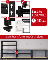 PrimeZone 36" x 16" x 72" Heavy Duty Storage Shelves - 5 Tier Adjustable Garage Storage Shelving, Metal Storage Utility Rack Shelf Unit for Warehouse Pantry Closet Kitchen, Black PrimeZone