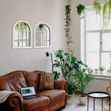 ZEXUIRU 2PCS Arched Window Wall Mirror,Rustic Farmhouse Accent Mirror, Wood Framed Entry Mirror for Living Room,Bathroom,Bedroom,Kitchen,15.7x11.8 Inches ZEXUIRU