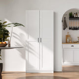 White Tall Kitchen Pantry Cabinet Organizers and Storage with Doors and Adjustable Shelves，Wood Large Gabinetes Para Cocina Office Bookshelf for Laundry Room Cabinets (31.5”W*15.7”D*71”H) Fenghua Lizhi