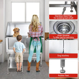 Garvee 50'' Dog Grooming Tub, Professional Dog Washing Station with Retractable Stairs, Stainless Steel Pet Bathtub for Small & Large Dog, Right Door Garvee