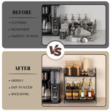 ANBOXIT 2-Tier Coffee Station Organizer, Wooden Kitchen Counter Shelf - Black ANBOXIT