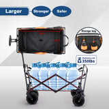 EchoSmile Heavy Duty 350 Lbs Capacity Collapsible Wagon, Outdoor Folding Camping Grocery Portable Utility Cart, Adjustable Rolling Carts, All Terrain Sports Beach Wagon with Big Wheels EchoSmile